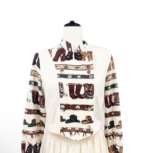 Vintage Western Printed Cowboy Rodeo 2 Piece Set, Size Medium - Picture 1 of 11